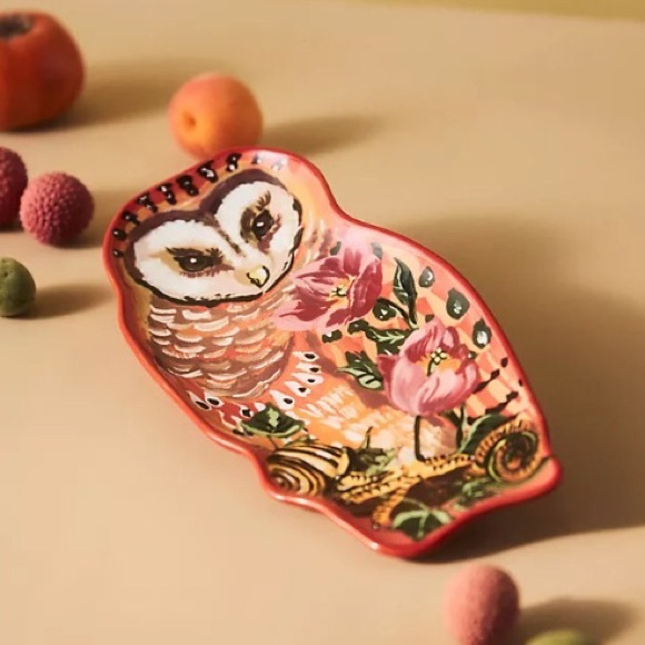 Anthropologie Other - RARE Anthropologie Nathalie Lete Spoon Rest Owl Handpainted Stoneware NIB NWT